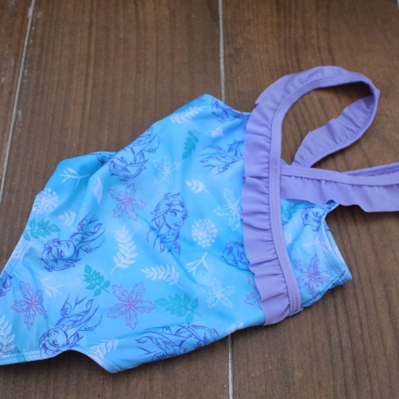 FROZEN Disney Swimsuit 1pc. Blue/Purple 4T NWOT - Picture 1 of 3